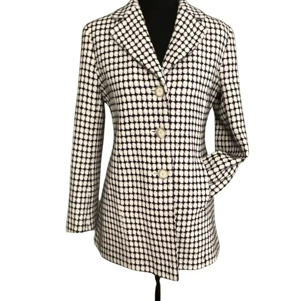 Ann Taylor Women’s Classic Checkered 3 Button Blazer